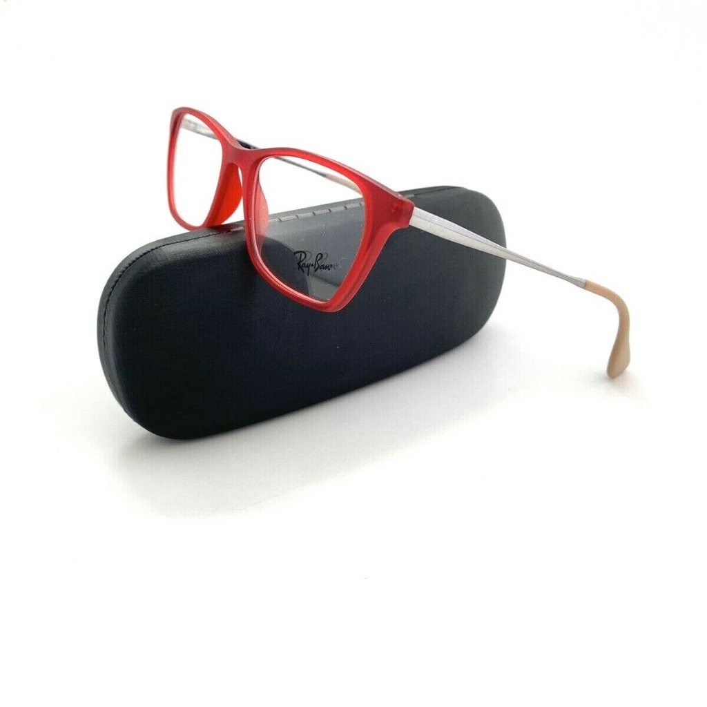 New Ray-Ban Frames Red Silver Unisex Rubber Rb7053